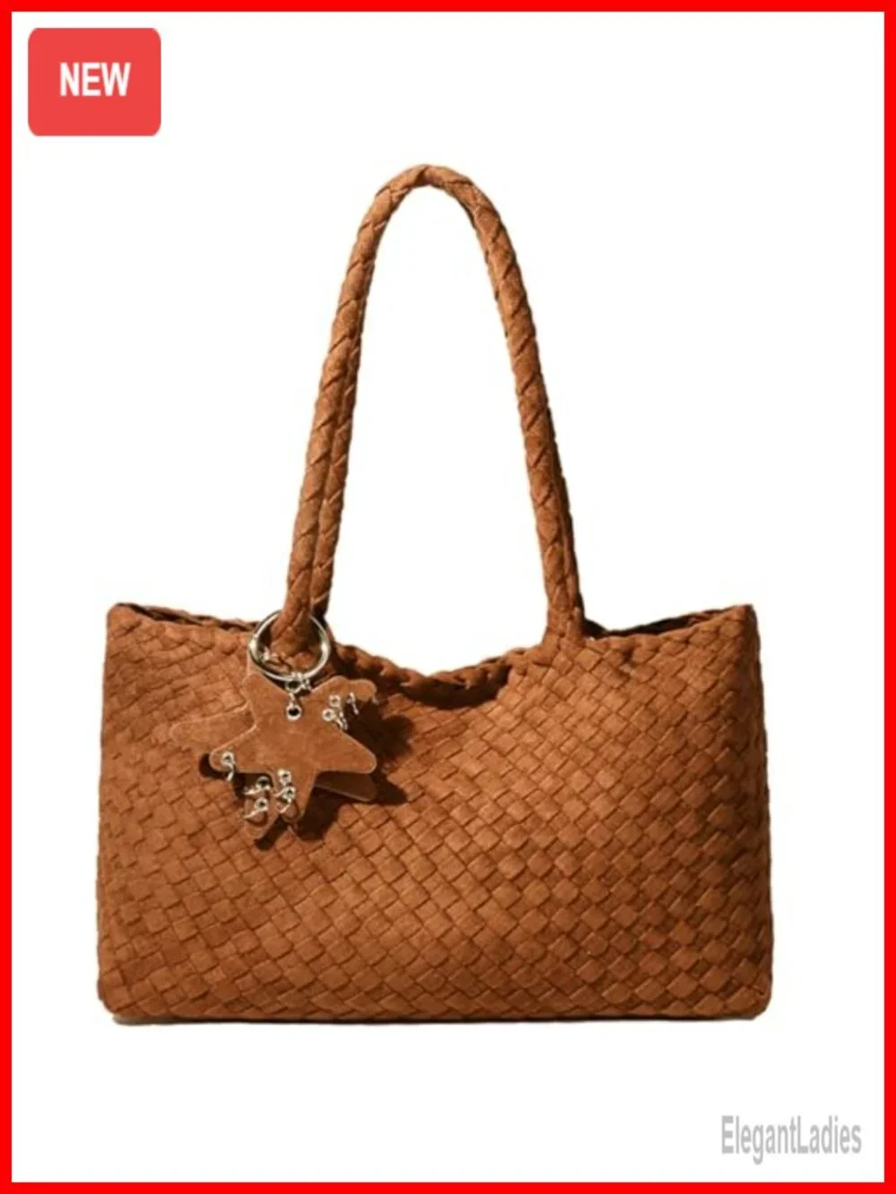 Woven Vegan Leather Hobo Tote Bag with Shoulder Strap - 3-in-1 Handbag